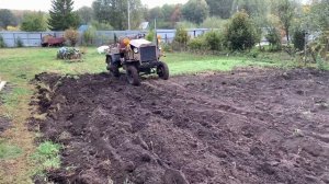 Осенняя пахота 2022, на самодельном тракторе.