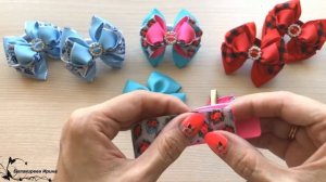 Мк  Бантики из репсовых лент Канзаши  Hair Bows tutorial DIY
