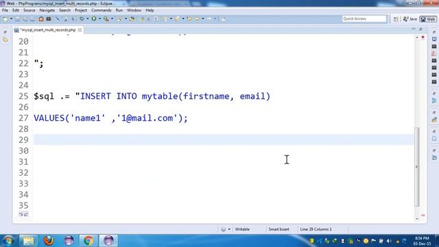23.PHP Programming | Php And Mysql - Insert Multi Record In Table