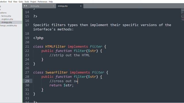 Design Pattern Strategy. Simple example implementation in PHP
