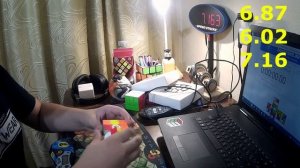 Сборки кубика Рубика: 6.68с - среднее из 5 (6.87 6.02 7.16 5.84 8.66) и сборка за 4.81с