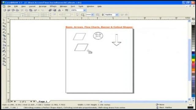 Basic, Arrows, Flowcharts, Banner & Callout Shapes || Drawing Tools || CorelDraw X3 in English смотреть онлайн