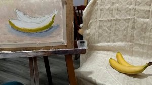 Этюд бананов гуашью, работа с натуры