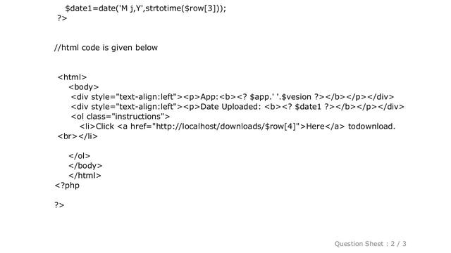 HTML : php script in html