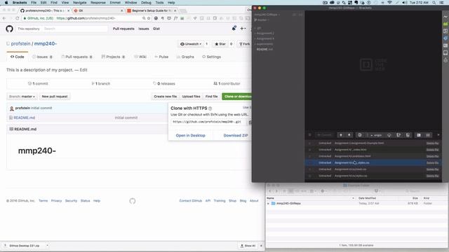 Create GitHub Repository from Existing Files using Brackets Git