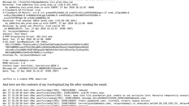 Postfix on Snow Leopard unable to send MIME emails, including header contents in message body смотреть онлайн