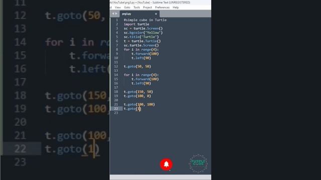 Learn Python Turtle: Drawaing Cube made easy || @PurpleCode404  || #python #pythonprogramming #java