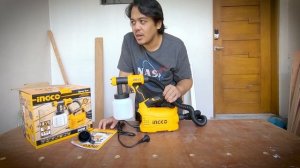 INGCO SPG5008 500W Floor Based HVLP Electric Spray Paint Gun - Unboxing and ACTUAL painting.