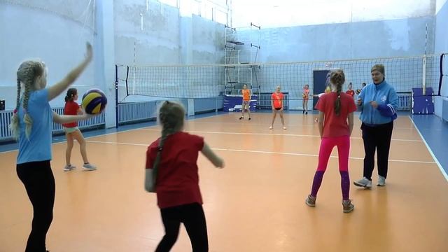 Детский волейбол. Девочки. Упражнение для тренировки подачи смотреть онлайн
