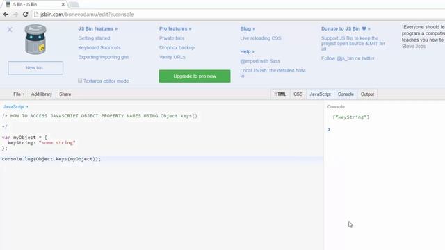 Javascript - How to Access Javascript Object Property Names Using Object.keys()