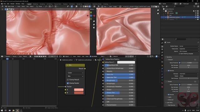 Blender Silk material. Blender Материал шелка смотреть онлайн