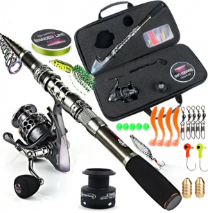 Телескопическая рыболовная удочка и катушка, полный комплект