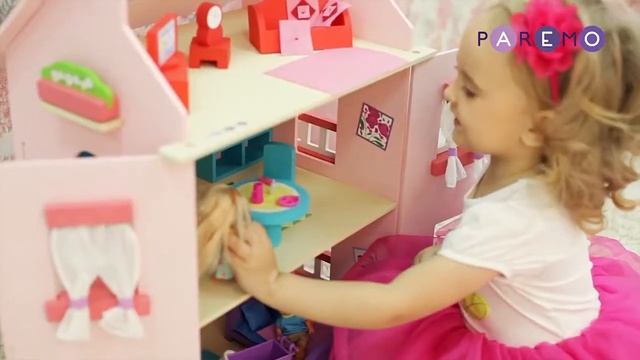 Деревянный домик для кукол Милана + 15 предметов PAREMO смотреть онлайн