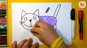 Как нарисовать Кошку, Урок рисования для детей от 3 лет