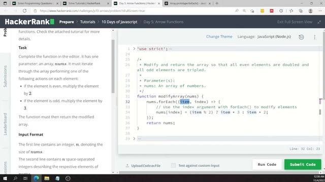 HackerRank 10 Days of JavaScript Solutions: Arrow Functions (Day 5)