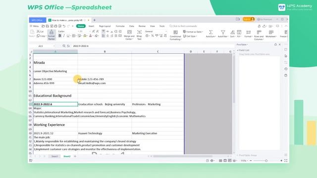 [WPS Academy] 2.9.6 Excel: How to make a resume to impress picky HR смотреть онлайн