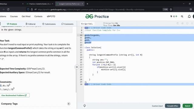 Longest Common Prefix in an Array GFG || Longest Common Prefix in an Array смотреть онлайн