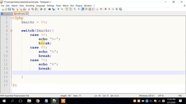PHP Switch Statement : php Tutorial for Beginners Bangla - 4