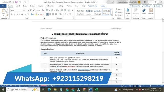 Exp22_Excel_Ch04_Cumulative - Insurance Claims  | Excel Chapter 4 Cumulative - Insurance Claims