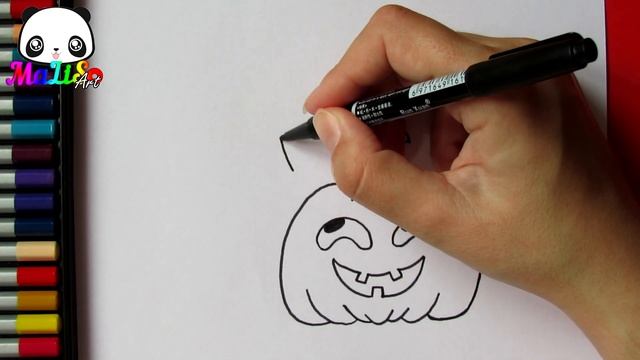 Как нарисовать рисунок на Хэллоуин Хэллоуинскую Тыкву и Летучую мышь | How to draw Halloween Pumpki