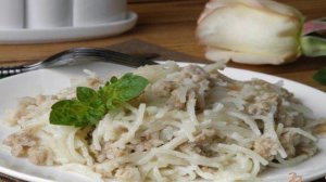 Вермишель с фаршем на сковороде