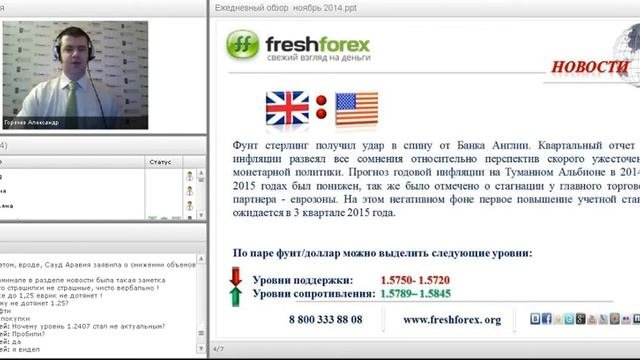Ежедневный обзор FreshForex по рынку форекс 13 ноября 2014