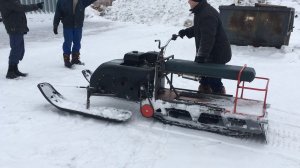 Доработка мотособаки до снегохода. Поездка по пухляку Все