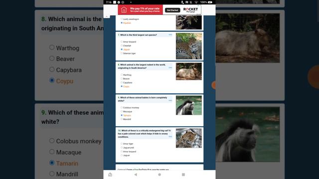 Playing A Day Exploring the Zoo Trivia Quiz On FunTrivia