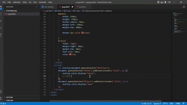 HTML,CSS  and JAVASCRIPT pop up modal
