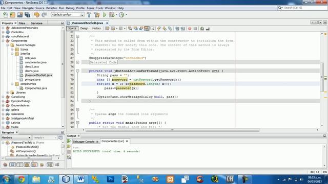 Java JPasswordField смотреть онлайн