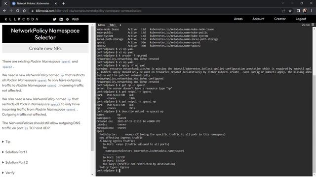 Network Policy Namespace Selector - Killer Shell CKA Killercoda Solution