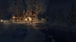 CHRISTMAS COTTAGE 4K 60 FPS: 1 Hour Winter X-Mas Screensaver with Music