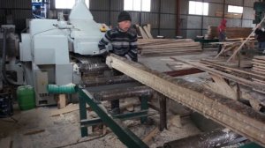 Многопил дисковый - распиловка плахи (лафета) на доски, за 60 секунд (пилорама)