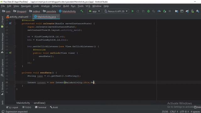 How to pass data between two activities in app - Android Studio | Java | Android App Development