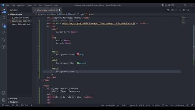 jQuery fade Out Method | jQuery Tutorial #html #css #jquery #jquerytutorial