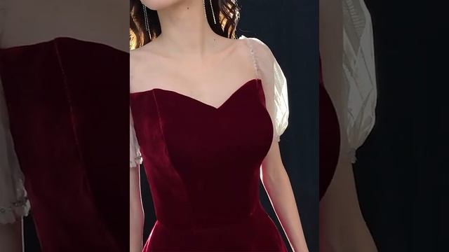 Vintage / Retro Burgundy Velour Winter Homecoming Graduation Dresses 2021