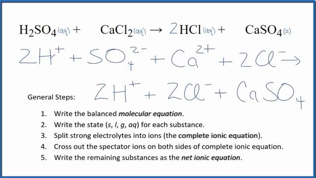 How to Write the Net Ionic Equation for H2SO4 + CaCl2 = HCl + CaSO4 смотреть онлайн