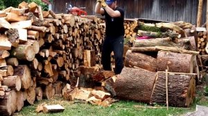 Wood splitting with Fiskars X17 ax - Garden and Forest