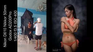 Swimsuit Portraits Photography Behind the scene with  Margaret | Nikon D610 / 50mm | Godox AD200Pro