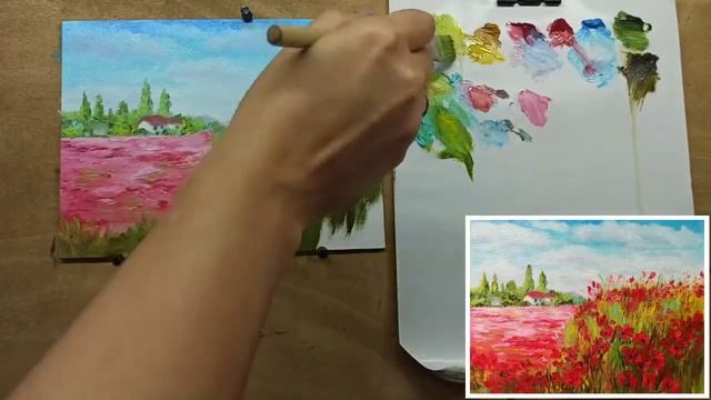 ?"Маковое поле" -картина миниатюра/живопись маслом/Марина Бердник