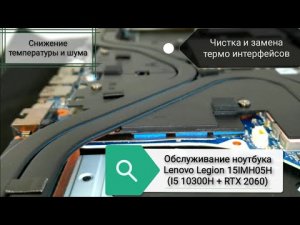 Обслуживание ноутбука Lenovo Legion 15IMH05H (I5 10300H + RTX 2060) замена термопасты и чистка