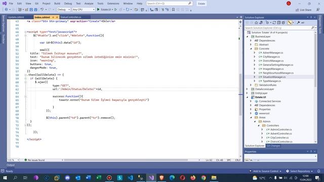 .Net Core 5.0 ile Emlak Sitesi - Durumların Güncellenmesi