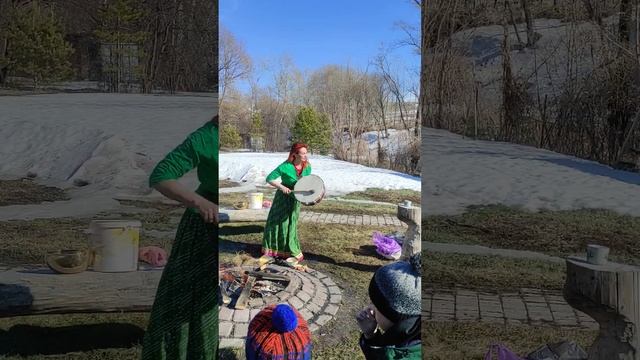 работа с бубном и стихией огня перед отливкой на воск шаманским способом. смотреть онлайн