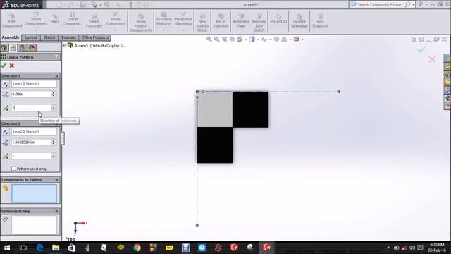 Chess Board Using Pattern Command in Solidworks Assembly