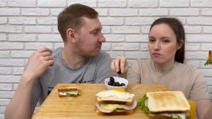 МУКБАНГ КЛАБ СЭНДВИЧИ ЗАВТРАК РЕЦЕПТ ГОТОВИМ САМИ ответы на вопросы MUKBANG  SANDWICH BREAKFAST