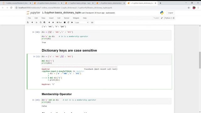 L-3 Python Dictionary and Tuple with their Methods | Python for Data Science