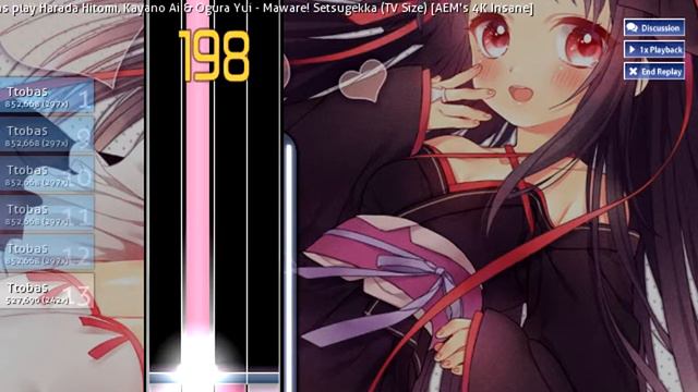 [osu!] Harada Hitomi, Kayano Ai & Ogura Yui - Maware! Setsugekka (TV Size) (Ttobas) смотреть онлайн