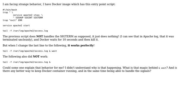 Why is Docker able to handle SIGTERM only with & wait command? смотреть онлайн