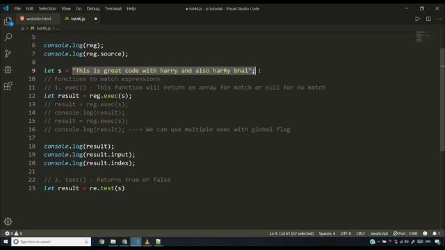 JavaScript Regular Expressions & related functions | JavaScript Tutorial In Hindi #46
