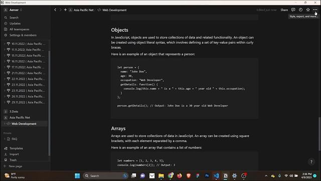 Notion: Develop a Web Page